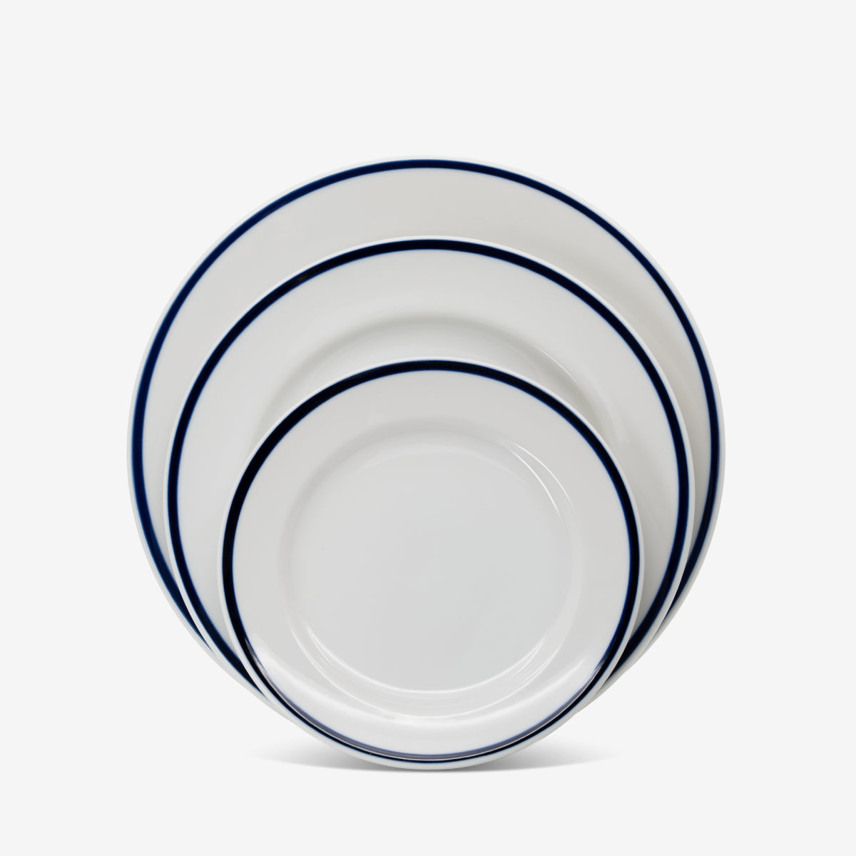 青いラインの丸皿 ビストロプレート ブルーライン｜デザインショップ oh